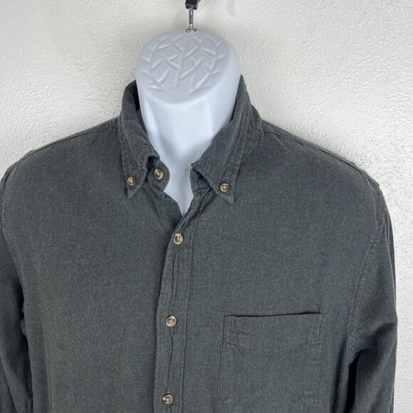 J Crew Button Down Shirt Men Large Grey Brushed Twill Slim Cotton Long Sleeve - Picture 5 of 12